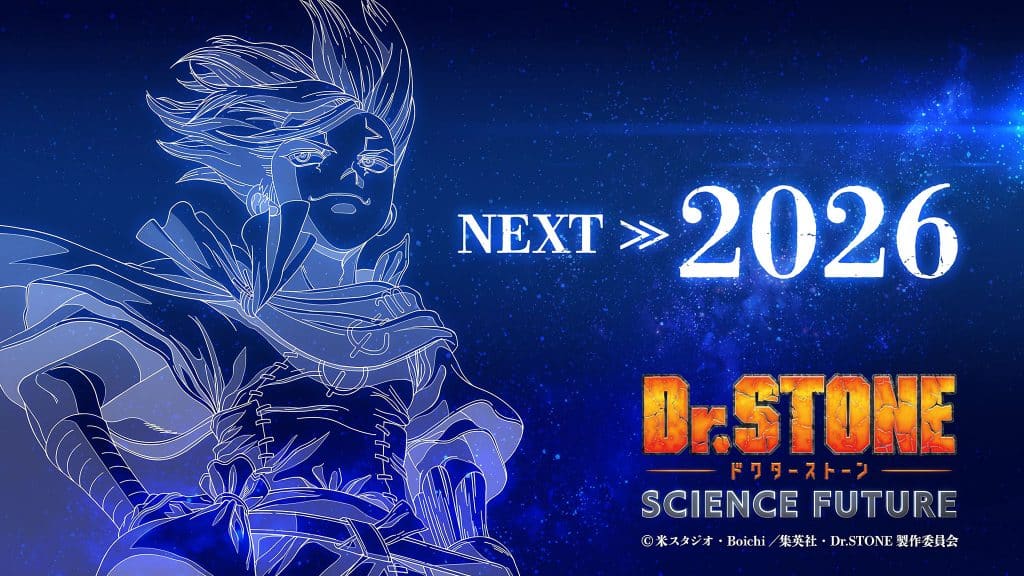 Annonce de la diffusion en 2026 de l'anime Dr. STONE Saison 4 partie 3.