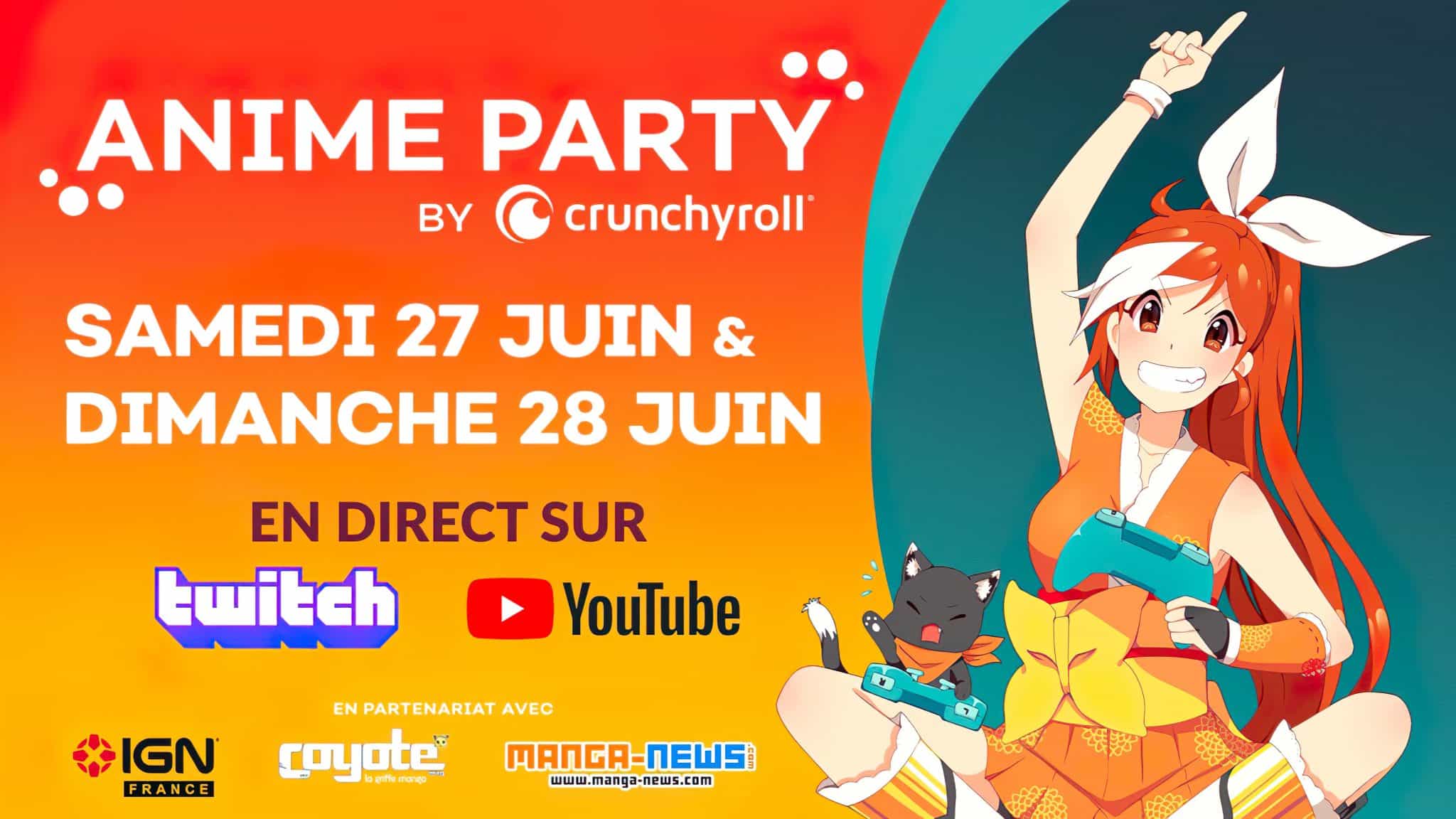 Annonce de l'événement Anime Party par Crunchyroll