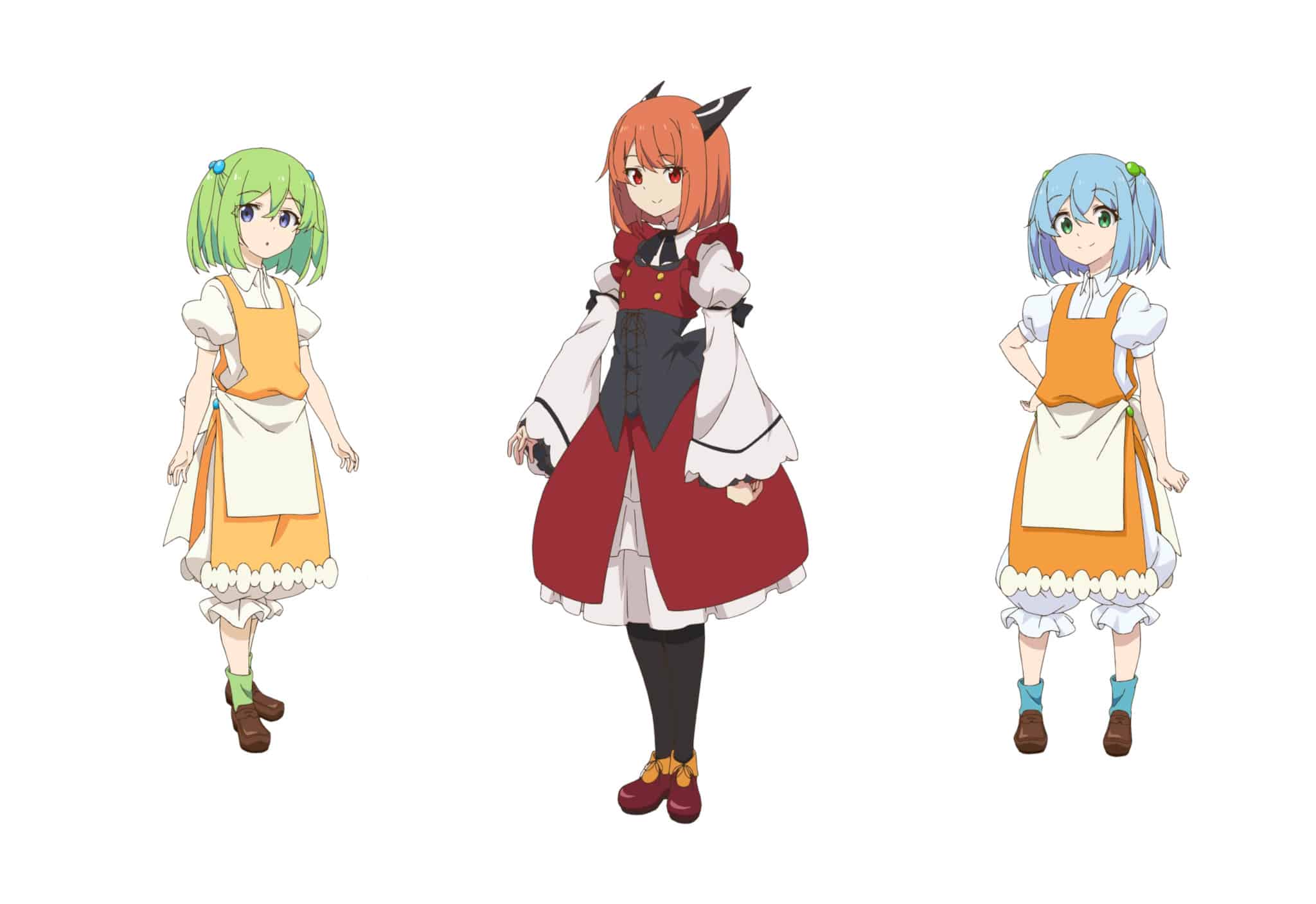 Shalsha, Laika et Falfa, trois des personnages principaux de anime I've been Killing Slimes for 300 years