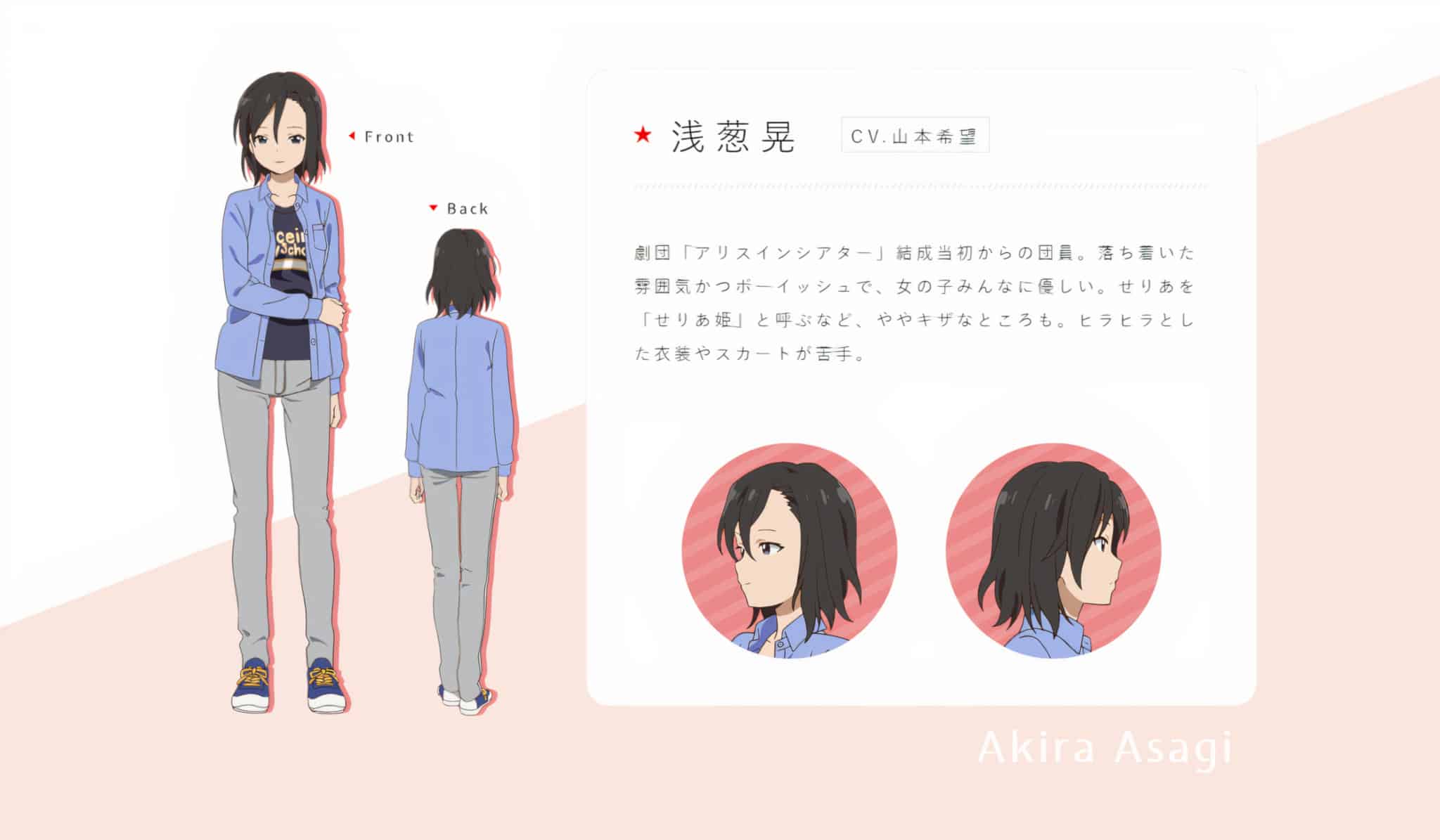 Design de Akira Asagi dans anime Gekidol