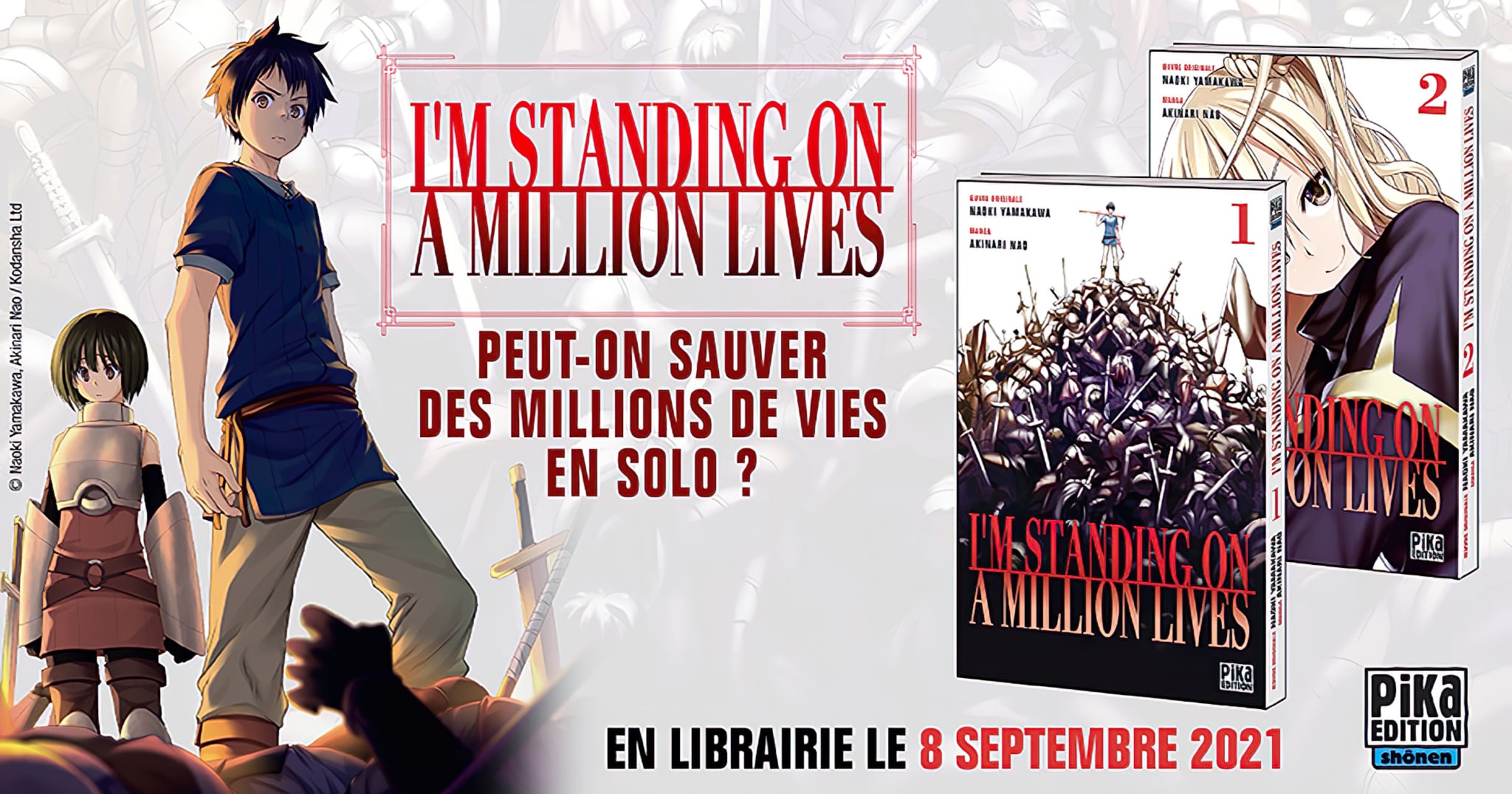 Annonce du manga Im standing on a million lives en France, aux éditions Pika