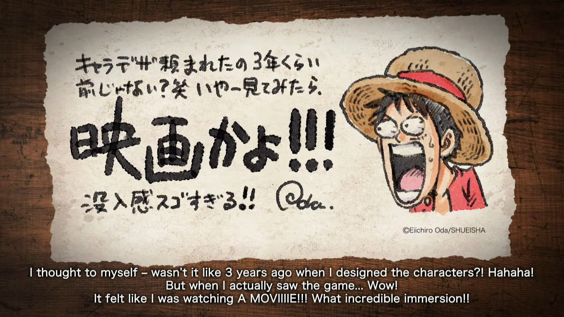 Message de Eiichiro Oda pour le jeu vidéo ONE PIECE ODYSSEY