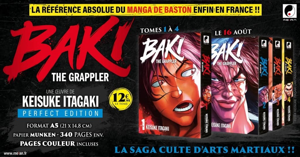 Annonce de la date de sortie en France du manga Baki the Grappler