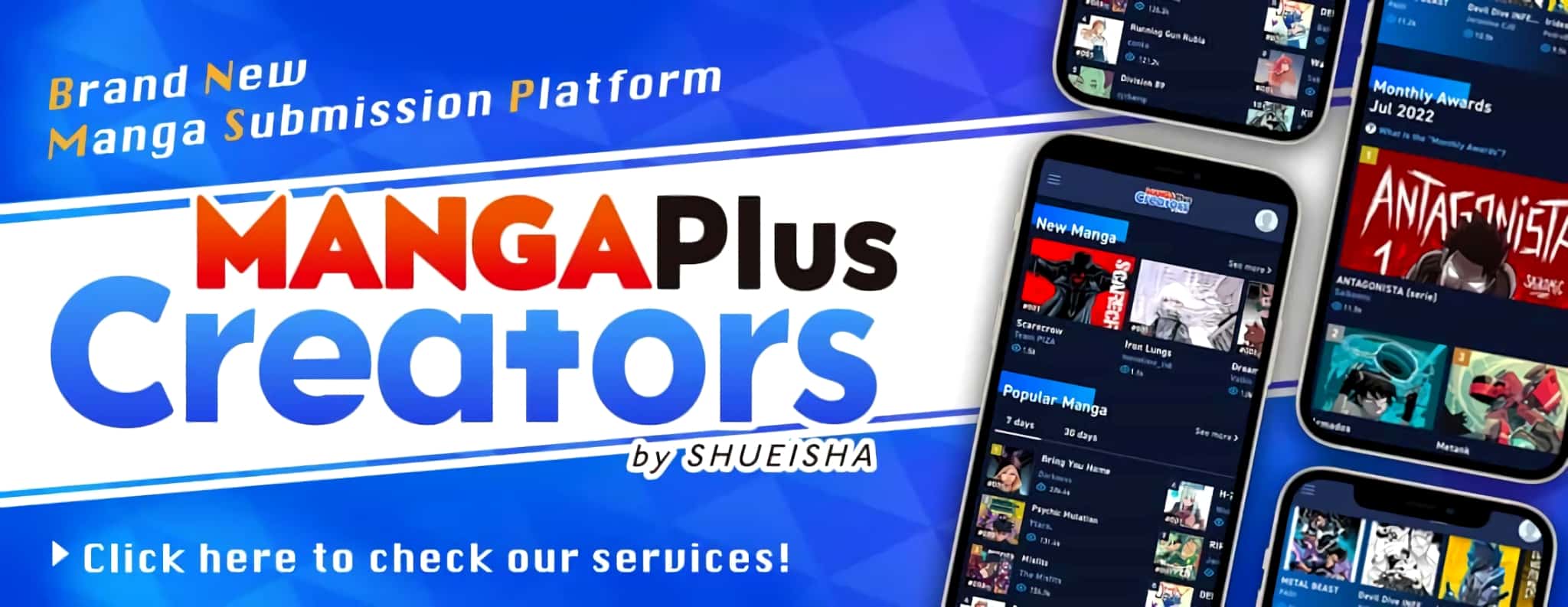 Annonce de la plateforme MANGA Plus Creators by Shueisha