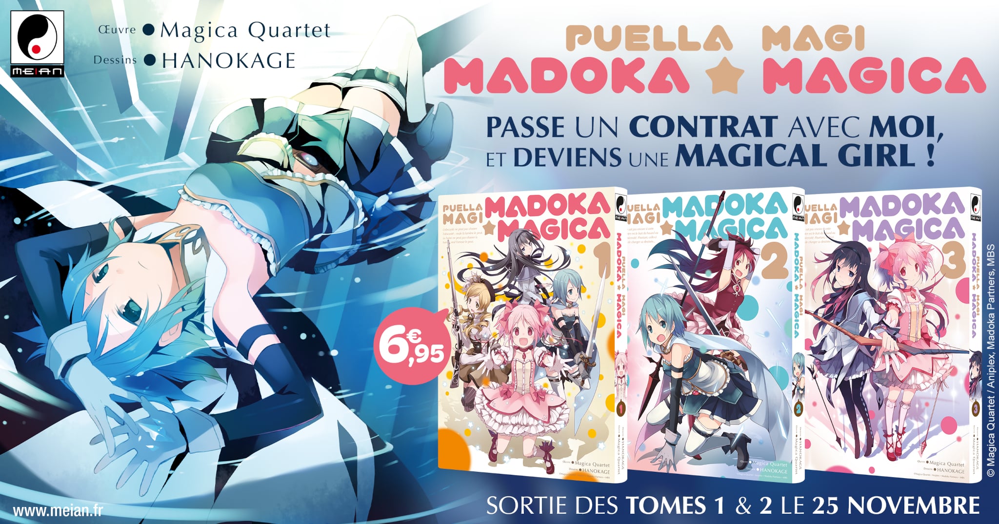 Annonce de la date de sortie en France du manga Puella Magi Madoka Magica, aux éditions Meian