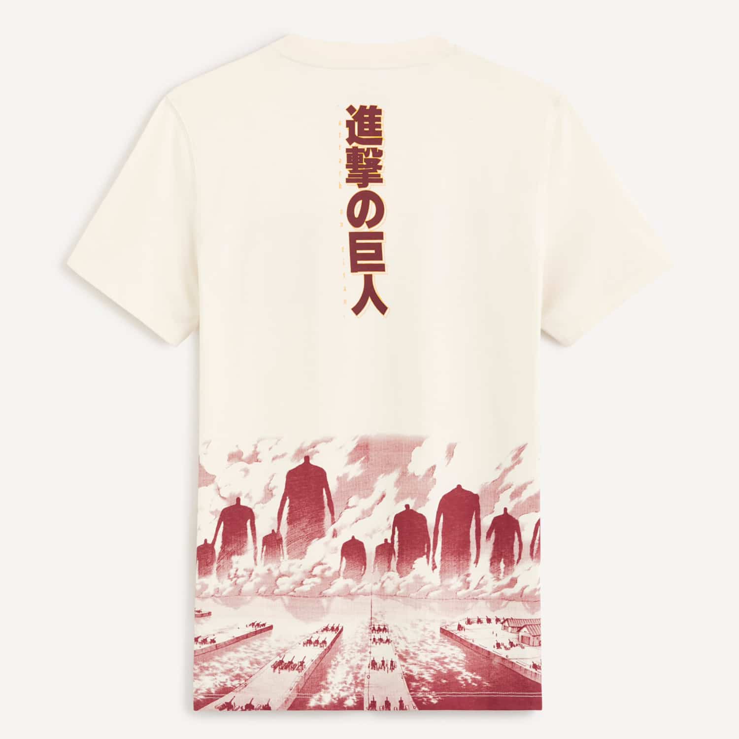 T-shirt celio attaque des titans avec design du grand terrassement, de dos