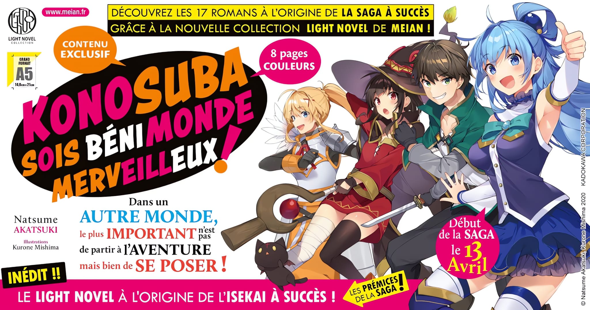 Annonce de la date de sortie en France aux éditions Meian du light novel KONOSUBA