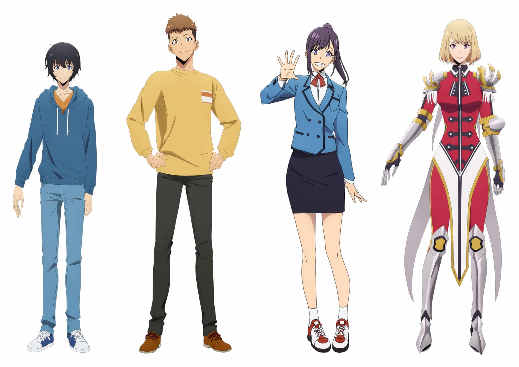Character design de Jinwoo, Jinho, Jinah et Hae-in pour l'anime Solo Leveling