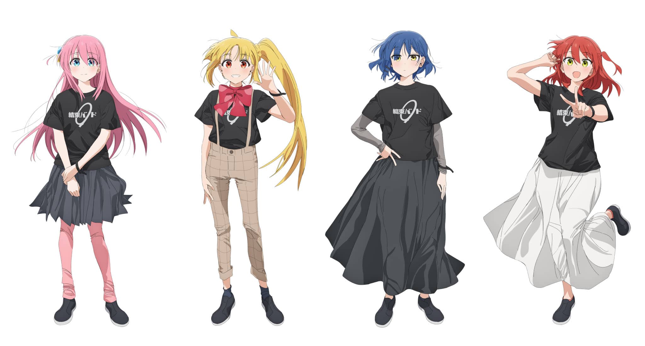 Character design de Hitori, Nijika, Ryo et Ikuyo pour le film BOCCHI THE ROCK!