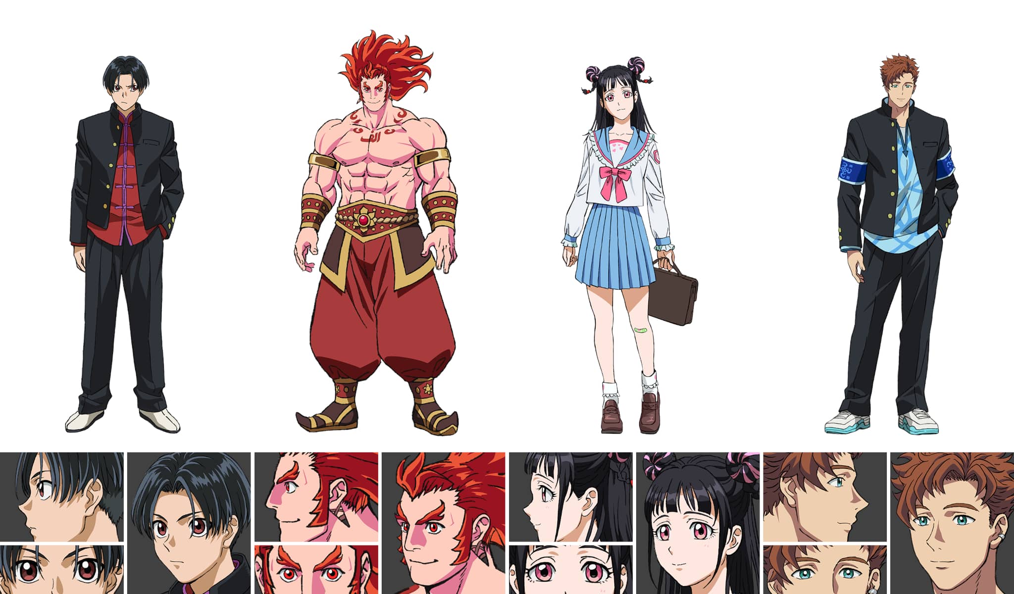 Character design de Arajin, Senya, Mahoro et Matakara pour l'anime Bucchigiri