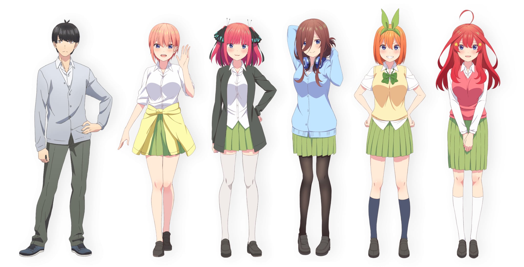 Chara Design de Futaro, Ichika, Nino, Miku, Yotsuba et Itsuki pour le nouvel anime The Quintessential Quintuplets ~2023