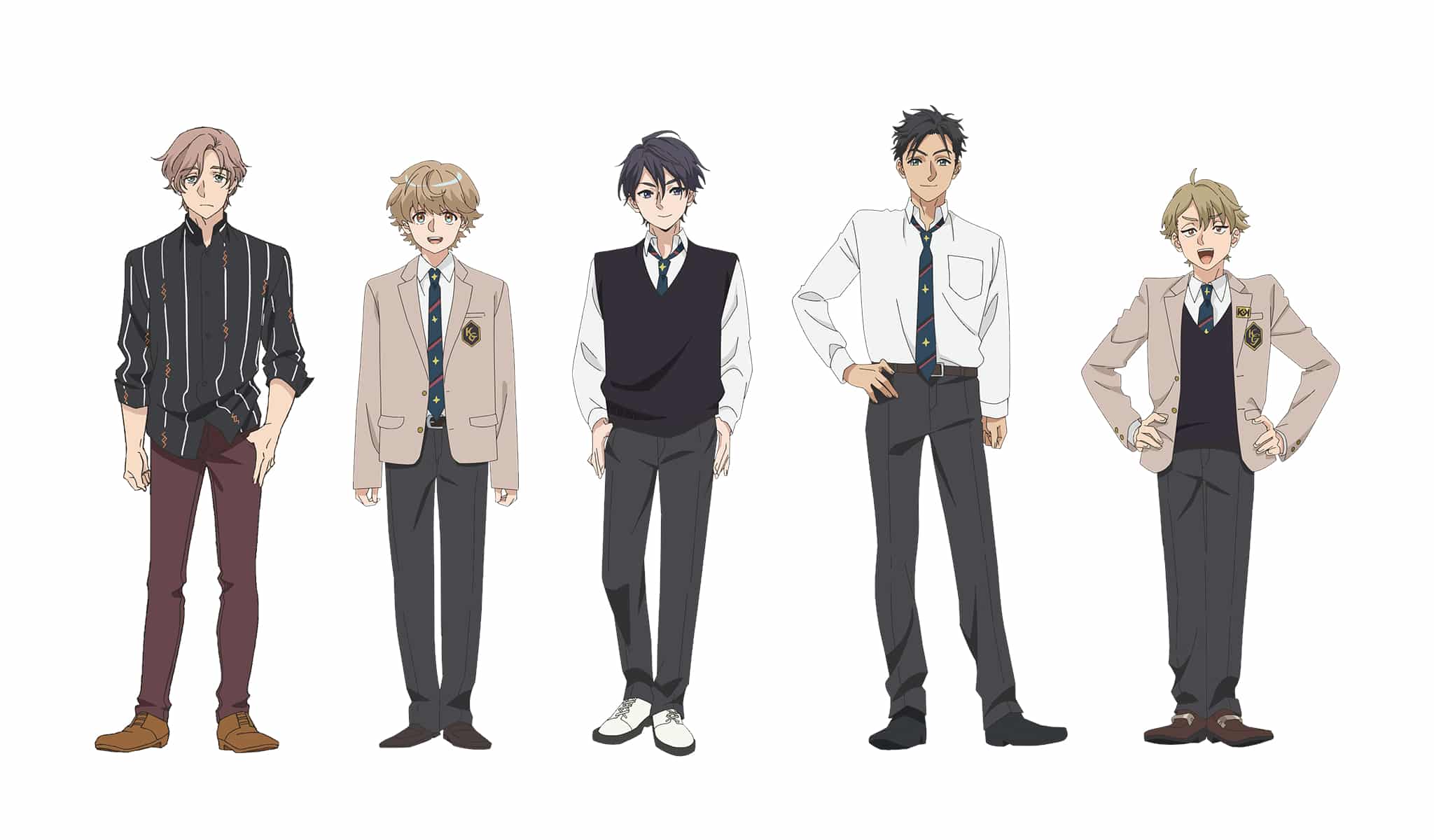 Chara Design de Haruo, Tenshi, Hiroshi, Shuji et Kaito pour lanime Kawagoe Boys Sing