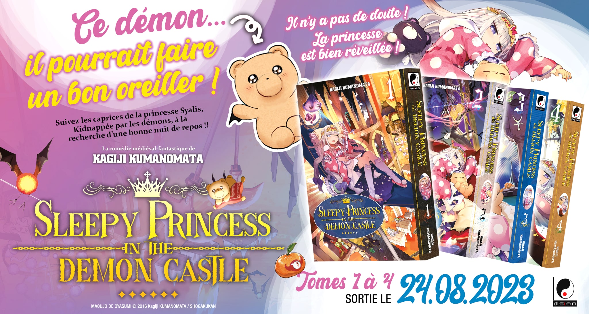 Annonce de la date de sortie en France du manga Sleepy Princess in the Demon Castle, aux éditions Meian