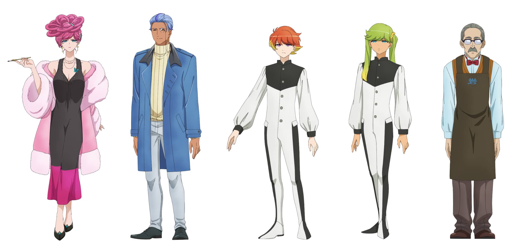 Character Design de Catherine, Edward, Perch, Noin et Rock pour l'anime Delusional Monthly Magazine
