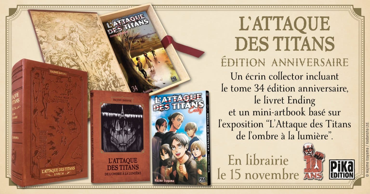 L'Attaque des Titans Tome 34 : une édition anniversaire chez Pika