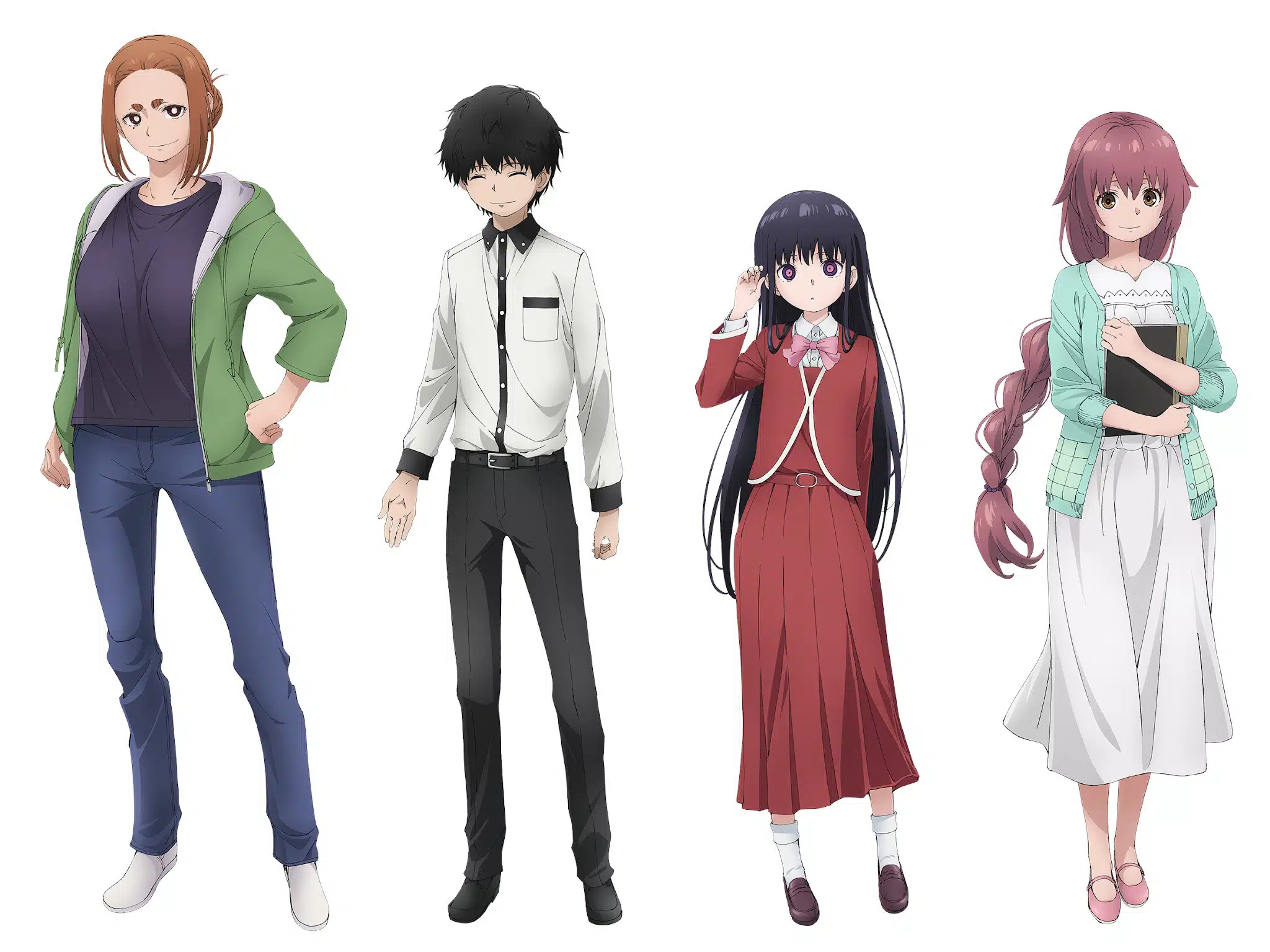 Character design de Sumireko, Ren, Oto et Manami pour lanime Mysterious Disappearances