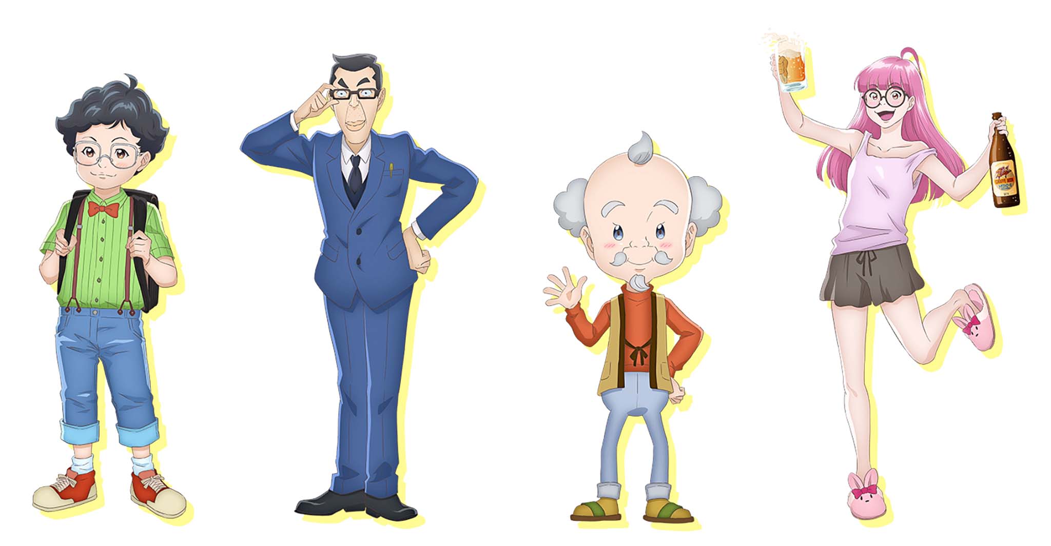 Character design de Ren, Tomihiro, Shokichi et Teruko pour l'anime Astro Note