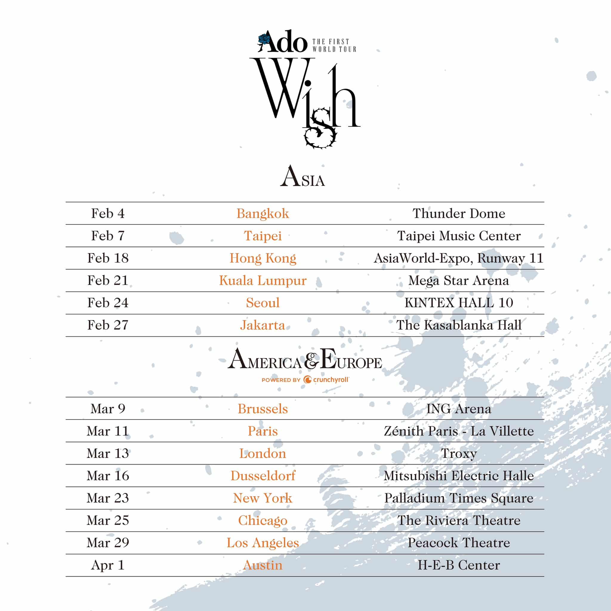 Toutes les dates et villes de la tournée Wish de la chanteuse Ado