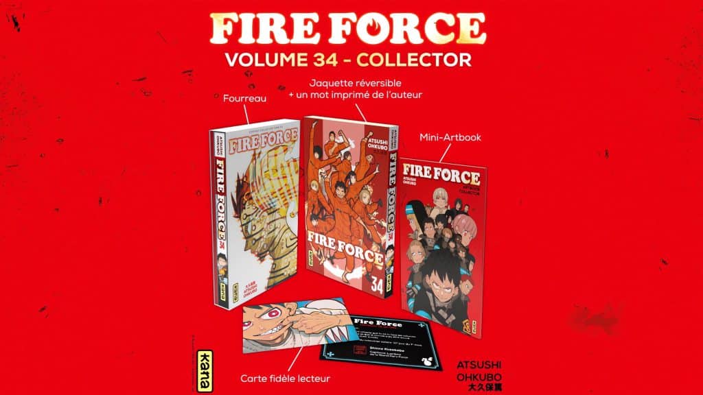 Présentation d'un pack collector pour le tome 34 du manga Fire Force aux éditions Kana.