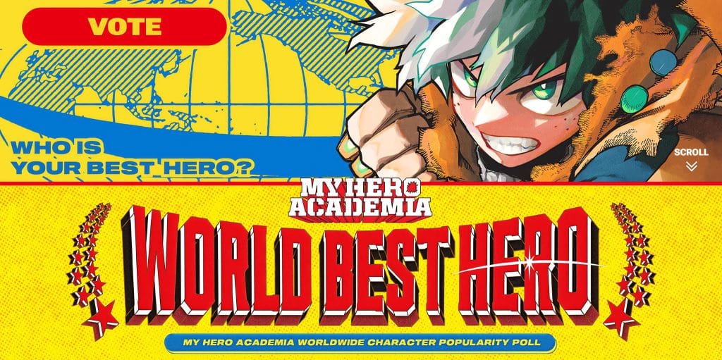 Annonce du sondage de popularité My Hero Academia : WOLRD BEST HERO.