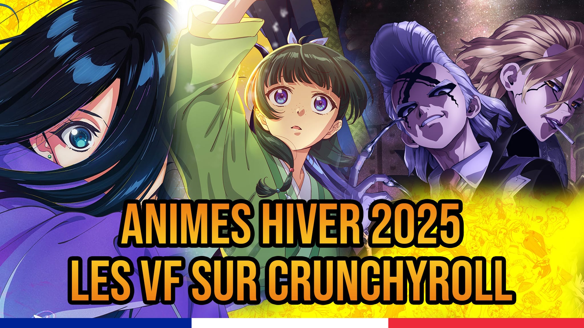 Liste des animes de l'hiver 2025 doublés en VF sur Crunchyroll.