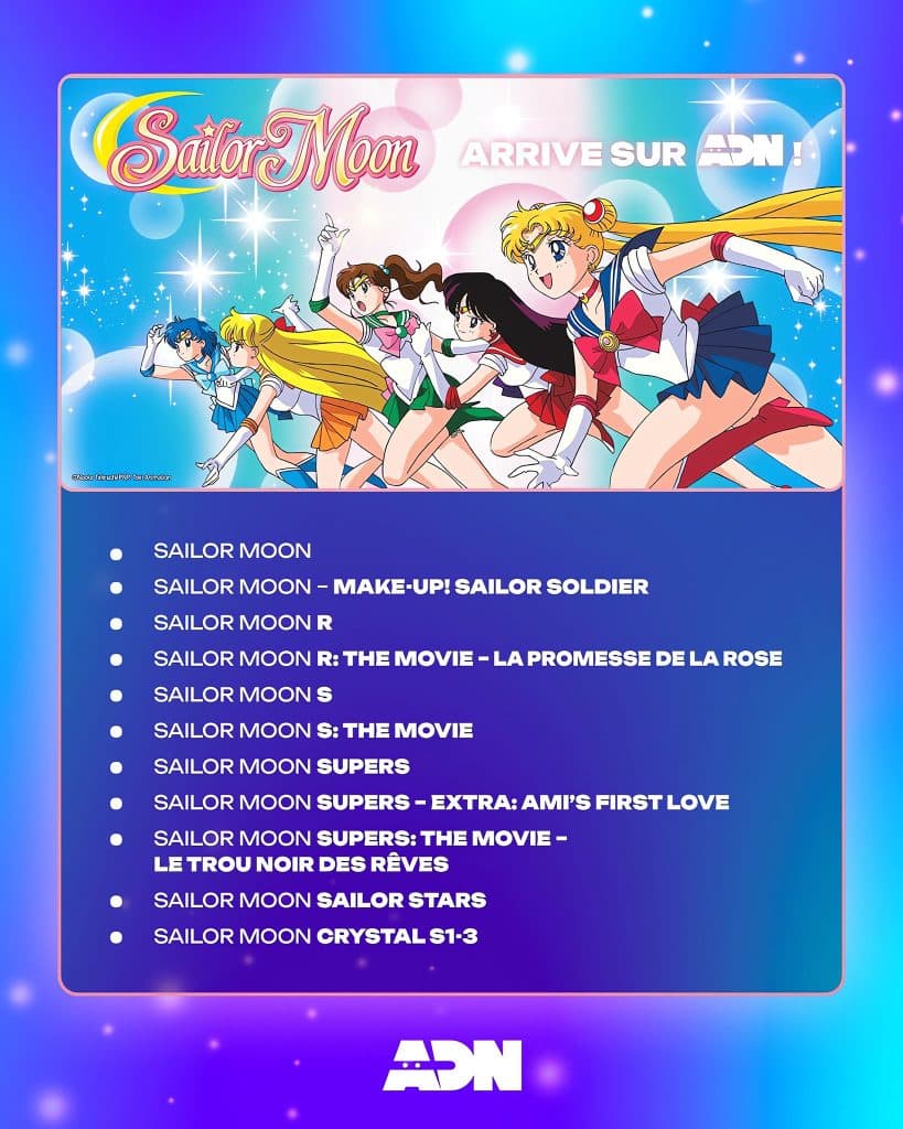 Programme complet de l'anime Sailor Moon sur ADN.