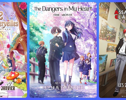 Annonce de la sortie en France au cinéma des films Assassination Classroom, The Dangers in My Heart et Alice au pays des merveilles.